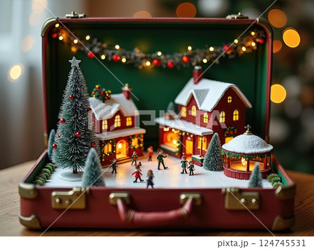 Portable Escapes Miniature Travel Destinations Nestled Within A Retro Classic Luggage 124745531