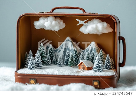 Portable Escapes Miniature Travel Destinations Nestled Within A Retro Classic Luggage 124745547