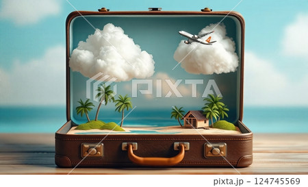 Portable Escapes Miniature Travel Destinations Nestled Within A Retro Classic Luggage 124745569