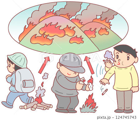事故・災害 - 山林火災・山火事原因・焚火・放火・たばこ 124745743