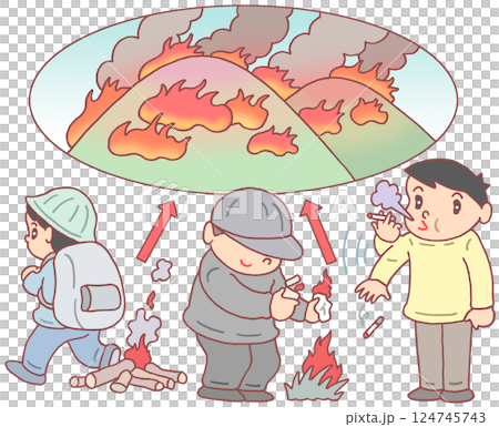 事故・災害 - 山林火災・山火事原因・焚火・放火・たばこ 124745743