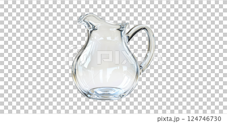 Elegant Clear Glass Pitcher With Handle. Perfect For Serving Beverages And Enhancing Table Aesthetics Isolated On Transparent Background 124746730