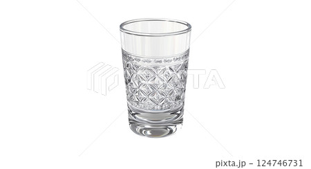Elegant Crystal Glass With Intricate Pattern Design. Luxury Drinkware For Sophisticated Dining Isolated On Transparent Background 124746731