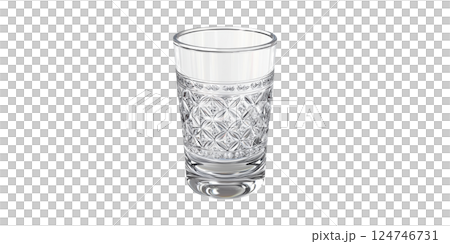 Elegant Crystal Glass With Intricate Pattern Design. Luxury Drinkware For Sophisticated Dining Isolated On Transparent Background 124746731