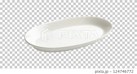 Oval Ceramic Plate. Elegant Tableware For Dining And Serving Isolated On Transparent Background 124746772