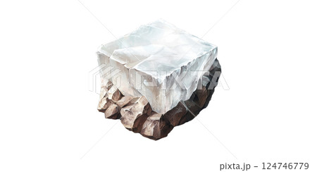 Iceberg Cross-Section Rocky Base. Geological And Environmental Illustration Isolated On Transparent Background 124746779