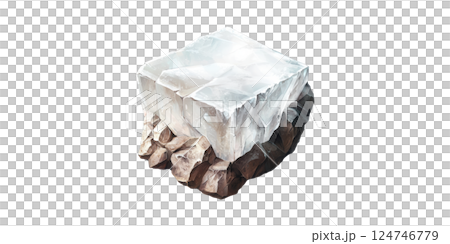 Iceberg Cross-Section Rocky Base. Geological And Environmental Illustration Isolated On Transparent Background 124746779