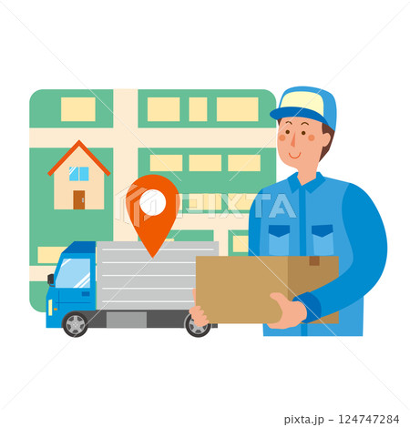 荷物を配達する男性 荷物を配達する男性 124747284