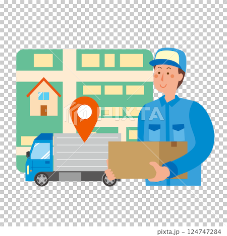 荷物を配達する男性 荷物を配達する男性 124747284