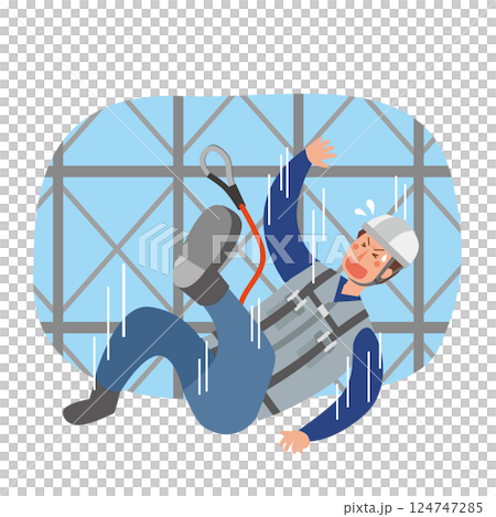 Falling accident at a construction site 124747285