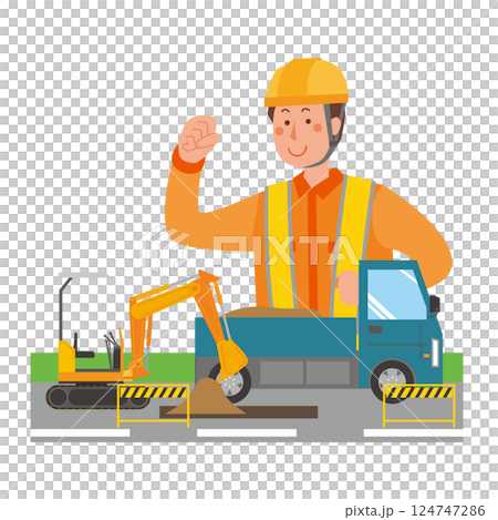 Man doing road construction Man doing road construction 124747286