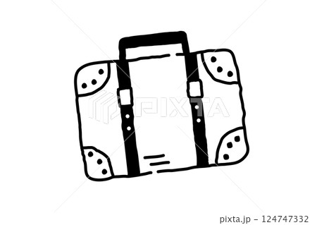 シンプルなトランクの線画イラスト　黒　ベクター 124747332