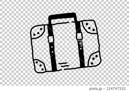 シンプルなトランクの線画イラスト　黒　ベクター 124747332