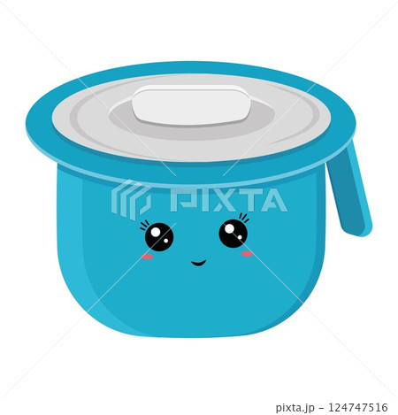 Cartoon vector toilet pot icon, kawaii. Children's toilet. Hygienic pot Cartoon vector toilet pot icon, kawaii. Children's toilet. Hygienic pot 124747516