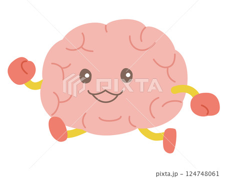脳のキャラクターが元気に歩いているイラスト 脳のキャラクターが元気に歩いているイラスト 124748061