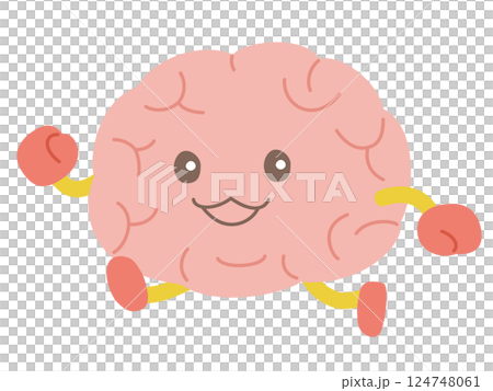 脳のキャラクターが元気に歩いているイラスト 脳のキャラクターが元気に歩いているイラスト 124748061