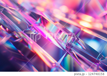 abstract background of glass crystals with bright pastel colorful light 124748158
