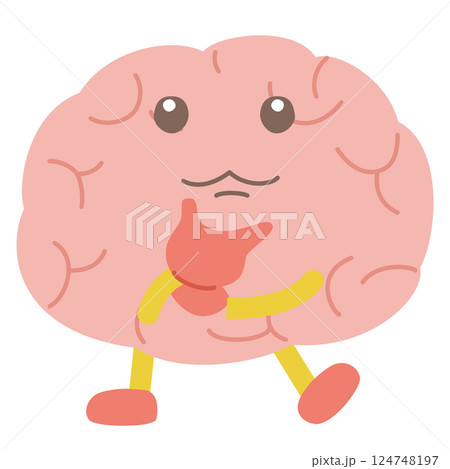脳のキャラクターが上向き加減で考えているイラスト 脳のキャラクターが上向き加減で考えているイラスト 124748197