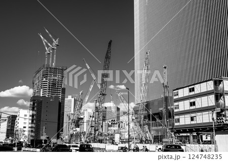 泉岳寺交差点周辺の高輪ゲートウェイビル建設 2025.03 c-6 モノクロ 泉岳寺交差点周辺の高輪ゲートウェイビル建設 2025.03 c-6 モノクロ 124748235
