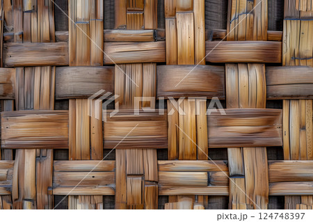 flat full-frame seamless texture of wicker bamboo wall flat full-frame seamless texture of wicker bamboo wall 124748397