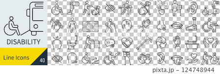 障害に関する線画アイコンセット 124748944