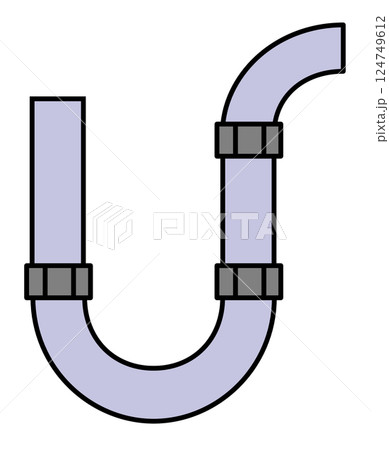 家庭用の設備で水道や配水管の配管イラスト 124749612