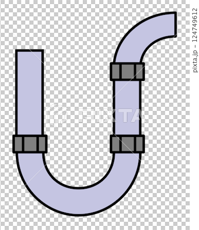 家庭用の設備で水道や配水管の配管イラスト 124749612