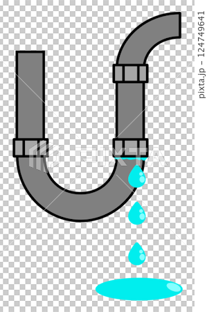 排水用の配管や水道管の接続部より漏水する不具合のイラスト 124749641