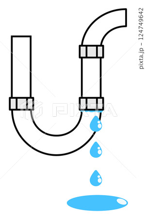 排水用の配管や水道管の接続部より漏水する不具合のイラスト 排水用の配管や水道管の接続部より漏水する不具合のイラスト 124749642