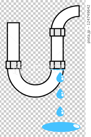 排水用の配管や水道管の接続部より漏水する不具合のイラスト 排水用の配管や水道管の接続部より漏水する不具合のイラスト 124749642