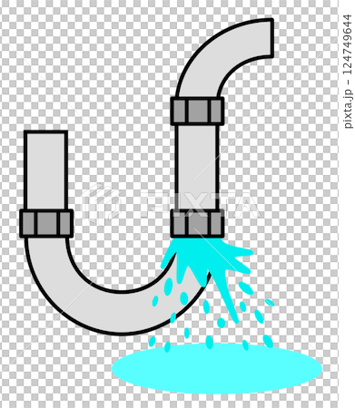 Illustration of a malfunction of water leaking from drainage pipes or water pipe connections 124749644