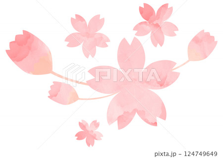 イラスト素材　桜　手描き　ピンク　水彩 124749649