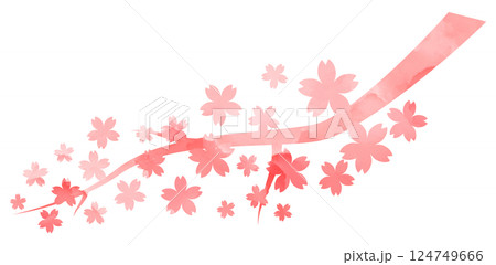 イラスト素材　桜の枝　手描き　ピンク　水彩 124749666