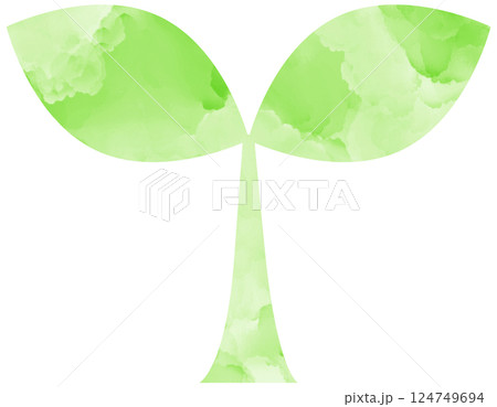 イラスト素材　春色の新芽　植物　水彩 124749694