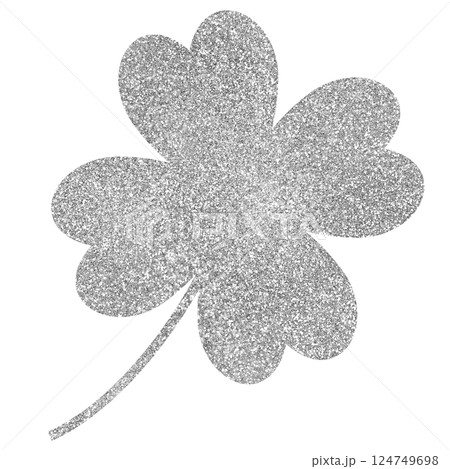 イラスト素材　四つ葉のクローバー　葉　シルバー 124749698
