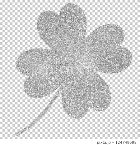イラスト素材　四つ葉のクローバー　葉　シルバー 124749698