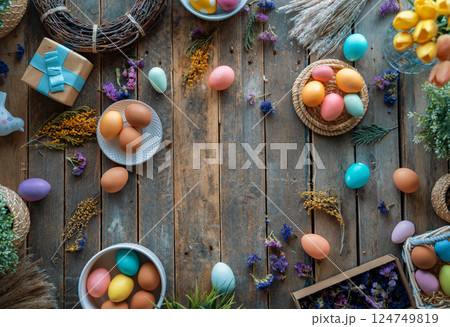 Easter holiday background Easter holiday background 124749819