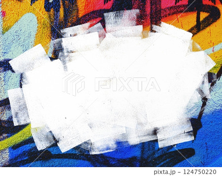 Graffiti Spray Paint Art on Vibrant Urban Wall for Modern 90s Street Style 124750220