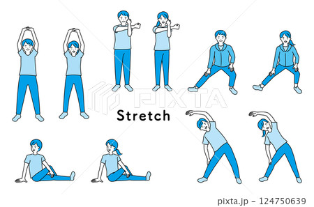 ストレッチをする人物のセット 124750639