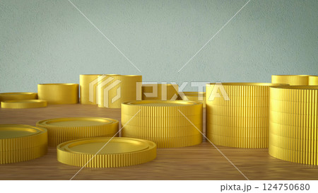 The Gold coins for Business concept 3d Rendering. 124750680