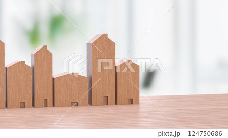 The House wood for property or real estate concept 3d Rendering. The House wood for property or real estate concept 3d Rendering. 124750686