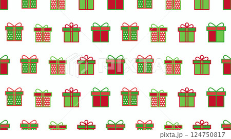 Gift wrapping paper with gift box pattern with Christmas color Gift wrapping paper with gift box pattern with Christmas color 124750817