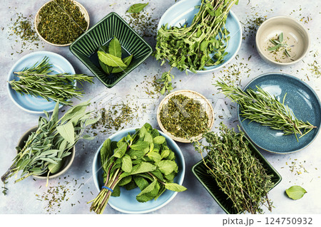Different fresh herbs. Different fresh herbs. 124750932