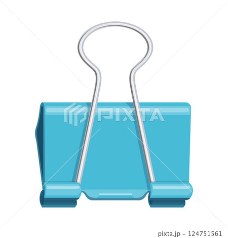 Blue Binder Clip with Silver Metal Arms Vector Illustration Image 124751561