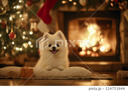 ペットと年中行事 | クリスマス(ポメラニアン) ペットと年中行事 | クリスマス(ポメラニアン) 124751644