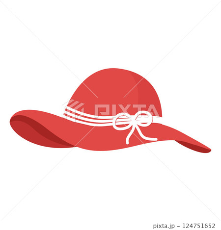 Elegant Red Wide Brimmed Hat with White Ribbon Vector Illustration Image 124751652
