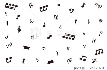 音楽記号の背景_モノクロ 124751661