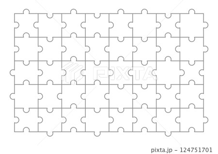 白いジグソーパズルのピースが並んだベクターイラスト 124751701