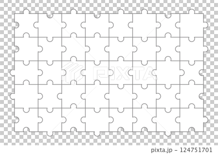 白いジグソーパズルのピースが並んだベクターイラスト 124751701