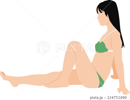 ポーズをとる水着を着た女性のイラスト 124751890